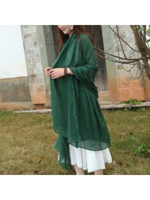 Female bib Korean wild long shawl wild green silk scarf