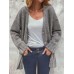 Vintage Solid Color V  neck Button Cardigans For Women