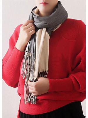 warm women tassel gray scarves small fresh imitation cashmere scarf