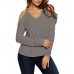 Women V Neck Pullover Cold Shoulder Long Sleeve Sweaters For Women