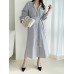 Stripe Contrast Color Pocket Belt Button Down Shirt Dress