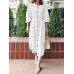 Solid Belt Button Long Sleeve V  neck Casual Shirt Dress