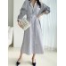 Stripe Contrast Color Pocket Belt Button Down Shirt Dress